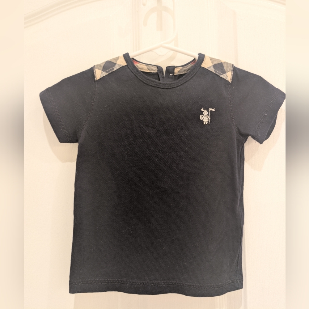 Burberry Black and Cream Short Sleeve Tee with Logo